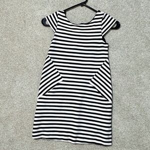 Kate Spade New York Black & White Striped Dress Girls Size 128/8Yrs Fully Lined